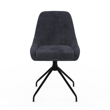 Chaises Olivia pivotantes velours gris pieds métal - lot de 2