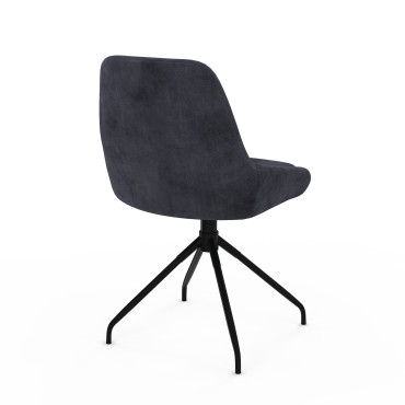 Chaises Olivia pivotantes velours gris pieds métal - lot de 2