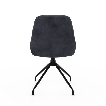 Chaises Olivia pivotantes velours gris pieds métal - lot de 2