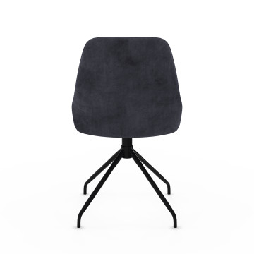 Chaises Olivia pivotantes velours gris pieds métal - lot de 2