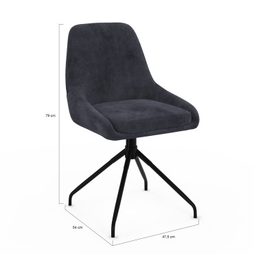 Chaises Olivia pivotantes velours gris pieds métal - lot de 2