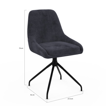 Chaises Olivia pivotantes velours gris pieds métal - lot de 2