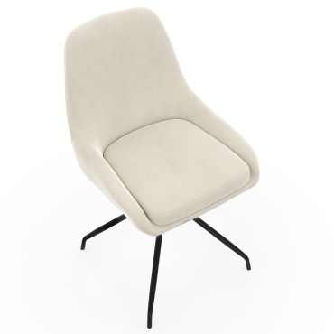 Chaises Olivia pivotantes velours crème pieds métal - lot de 2