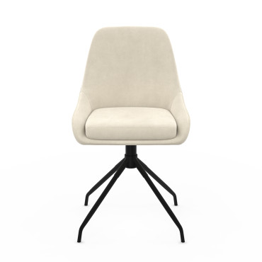 Chaises Olivia pivotantes velours crème pieds métal - lot de 2