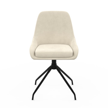 Chaises Olivia pivotantes velours crème pieds métal - lot de 2