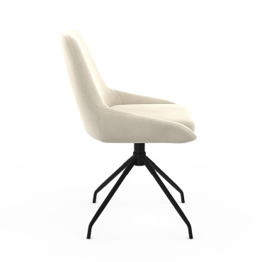 Chaises Olivia pivotantes velours crème pieds métal - lot de 2