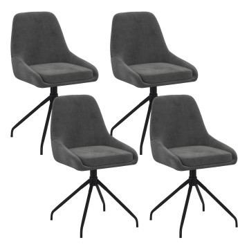 Chaises Olivia pivotantes velours gris pieds métal - lot de 4