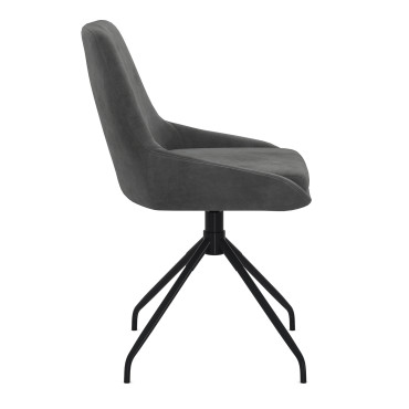 Chaises Olivia pivotantes velours gris pieds métal - lot de 4