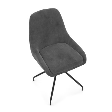 Chaises Olivia pivotantes velours gris pieds métal - lot de 4