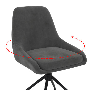 Chaises Olivia pivotantes velours gris pieds métal - lot de 4