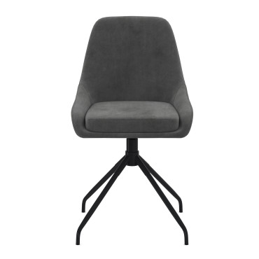 Chaises Olivia pivotantes velours gris pieds métal - lot de 4