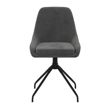 Chaises Olivia pivotantes velours gris pieds métal - lot de 4