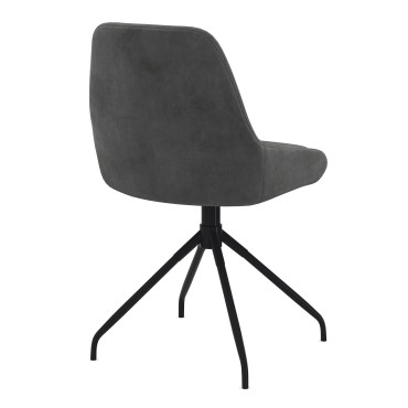 Chaises Olivia pivotantes velours gris pieds métal - lot de 4