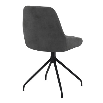 Chaises Olivia pivotantes velours gris pieds métal - lot de 4