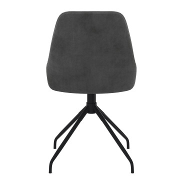 Chaises Olivia pivotantes velours gris pieds métal - lot de 4