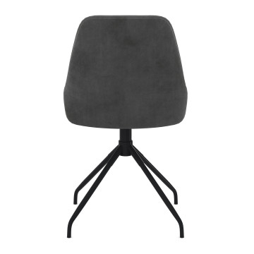 Chaises Olivia pivotantes velours gris pieds métal - lot de 4