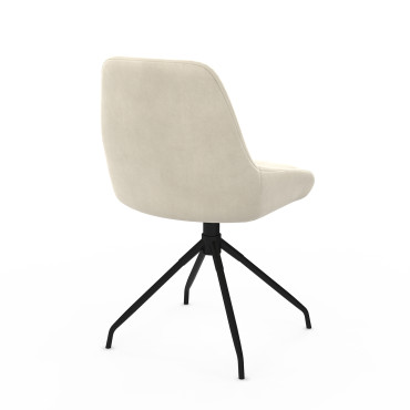 Chaises Olivia pivotantes velours crème pieds métal - lot de 4