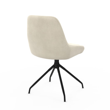 Chaises Olivia pivotantes velours crème pieds métal - lot de 4