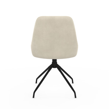 Chaises Olivia pivotantes velours crème pieds métal - lot de 4