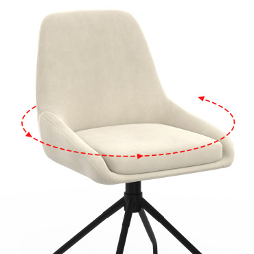Chaises Olivia pivotantes velours crème pieds métal - lot de 4