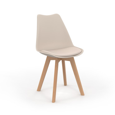 Chaises Nordia beige pieds bois - lot de 2