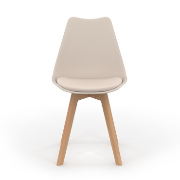 Chaises Nordia beige pieds bois - lot de 2