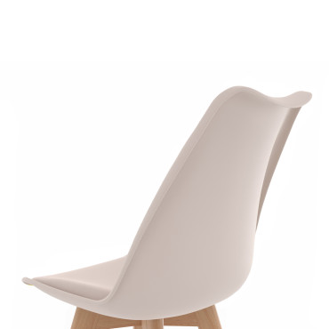 Chaises Nordia beige pieds bois - lot de 4