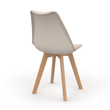 Chaises Nordia beige pieds bois - lot de 4