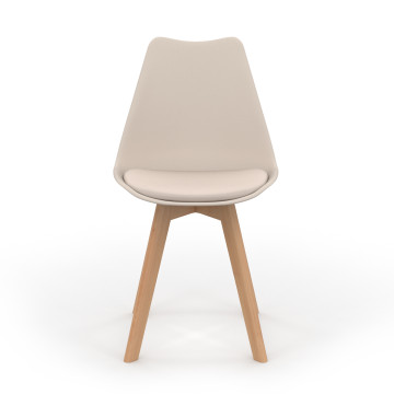 Chaises Nordia beige pieds bois - lot de 4