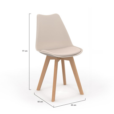 Chaises Nordia beige pieds bois - lot de 4