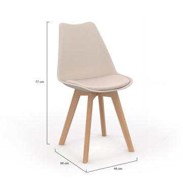 Chaises Nordia beige pieds bois - lot de 4