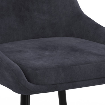 Chaises Olivia velours gris foncé pieds métal - lot de 6