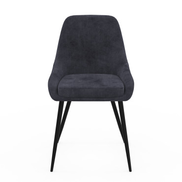 Chaises Olivia velours gris foncé pieds métal - lot de 6