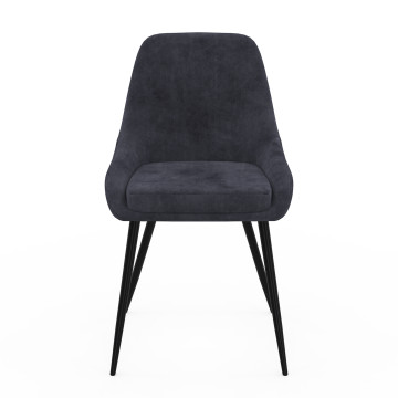 Chaises Olivia velours gris foncé pieds métal - lot de 6