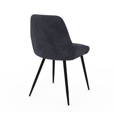 Chaises Olivia velours gris foncé pieds métal - lot de 6