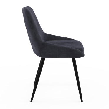 Chaises Olivia velours gris foncé pieds métal - lot de 6