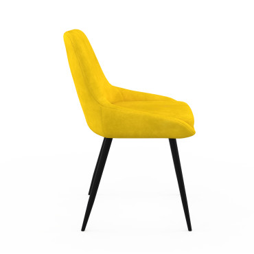 Chaises Olivia velours mix couleurs (bleu, gris clair, gris foncé, jaune) pieds métal - lot de 4