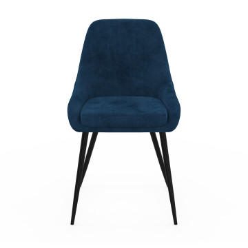 Chaises Olivia velours mix couleurs (gris clair, gris foncé, bleu) pieds métal - lot de 4