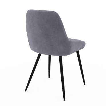 Chaises Olivia velours mix couleurs (gris clair, gris foncé, bleu) pieds métal - lot de 4