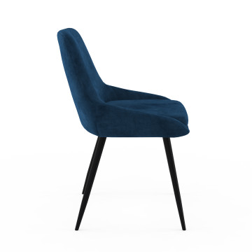 Chaises Olivia velours mix couleurs (gris clair, gris foncé, bleu) pieds métal - lot de 4