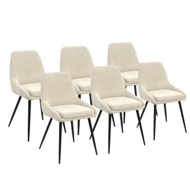 Chaises Olivia velours crème pieds métal - lot de 6