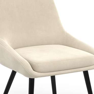 Chaises Olivia velours crème pieds métal - lot de 6