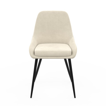 Chaises Olivia velours crème pieds métal - lot de 6