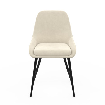 Chaises Olivia velours crème pieds métal - lot de 6