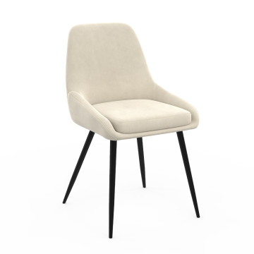 Chaises Olivia velours crème pieds métal - lot de 6