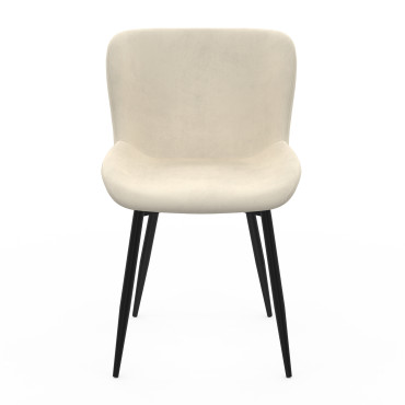 Chaises Taylor velours crème pieds métal noirs - lot de 2