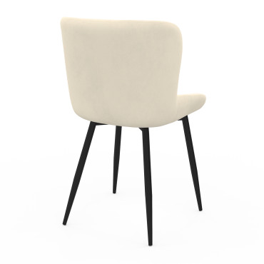 Chaises Taylor velours crème pieds métal noirs - lot de 2