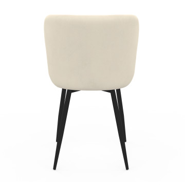 Chaises Taylor velours crème pieds métal noirs - lot de 2
