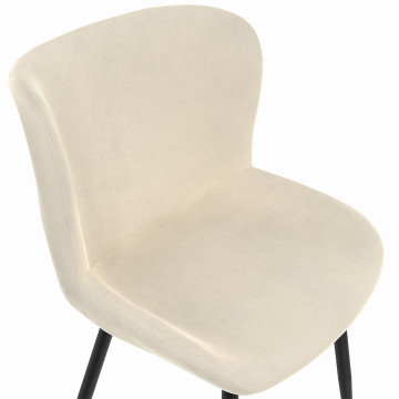 Chaises Taylor velours crème pieds métal noirs - lot de 4