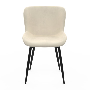 Chaises Taylor velours crème pieds métal noirs - lot de 4